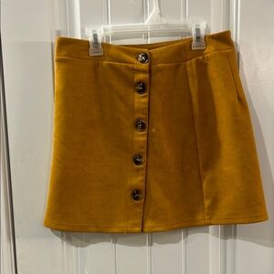 Button-Front Mustard Skirt